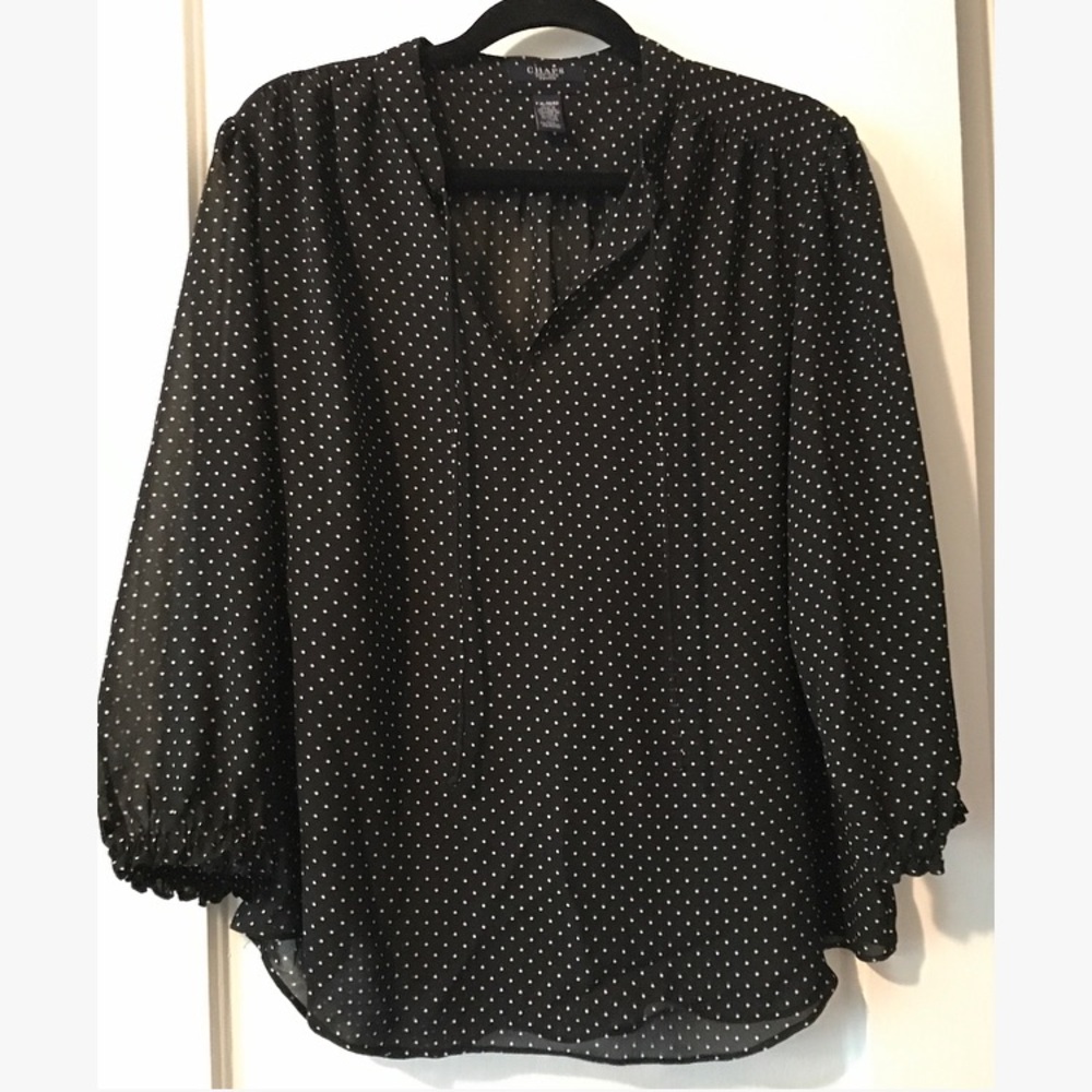 Chaps Black and White Polka Dot Shirt